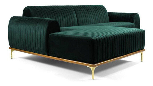 Sofá Com Chaise Euro 230cm Veludo Verde - Gran Belo