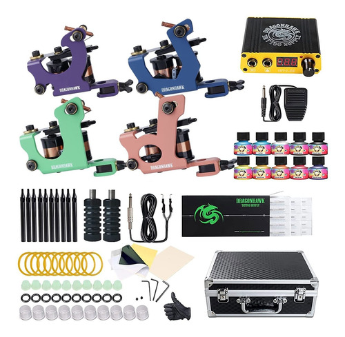 Kit Completo De M&aacute;quina Para Tatuajes Con 4 Ajustes E