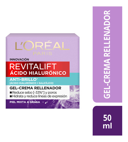Gel Crema Loreal Revitalift Ácido Hial - mL a $3235