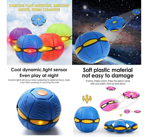 Pelota Saltarina Lanza Disco Frisbee Volador Con Luces Azul Azul