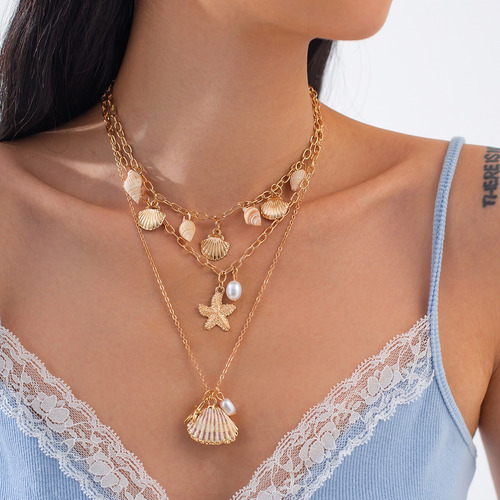 Juego De Collares Con Colgante De Concha Y Concha De Estrell
