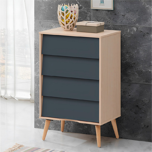 Cómoda Cajonera Para Recámara 4 Cajones Bossa Pyze Color Marrón