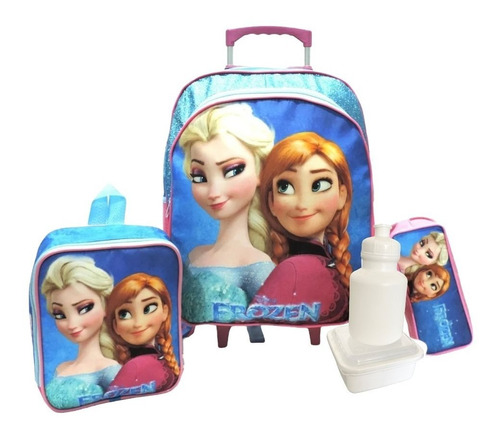 Kit Mochila Escolar Frozen Glitter Rodinhas Tam G 2019 F5