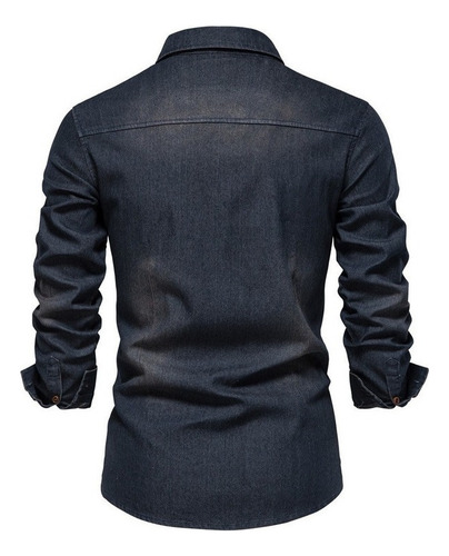 A Camisa De Mezclilla Para Hombre Con Solapa Casual