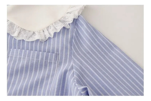 Blusa De Mujer Con Cuello Peter Pan De Manga Larga A Rayas