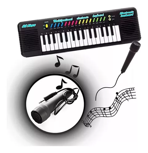 Teclado Musical Piano Infantil Com Microfone Iniciante 37 Teclas 6