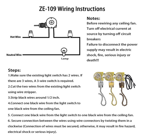 Interruptor De Luz Para Ventilador De Techo Zing Ear Ze-109,