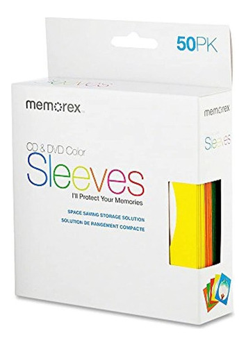 Pny Memorex Cddvd Sleeves 50 Pack Colors 32020017730