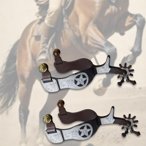2 Piezas Western Cowboy Spurs Horse Spurs With Turnable Gear