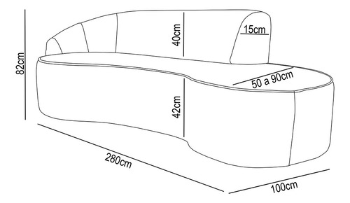 Sofá Living 280cm Braço Esquerdo Mozart Bouclê Bege Escuro Cor Creme