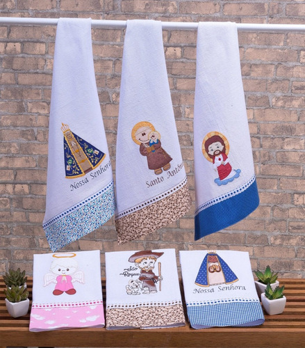 Imagem 2 de 5 de 25 Panos De Prato Religiosos Bordado Patchwork+ Frete Grátis