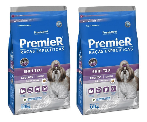 Ração Premier Shih Tzu Adulto 1kg Kit 2 Unidades