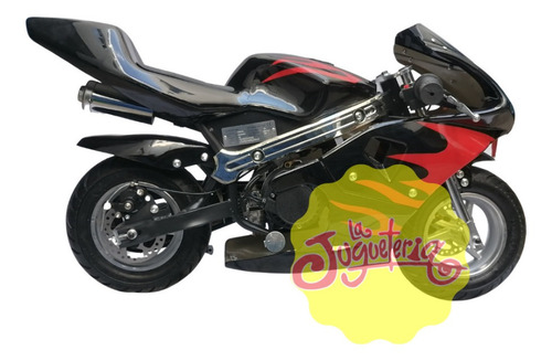 Imagen 3 de 5 de Mini Moto Pocket 50cc 2t Negra Con Flamas