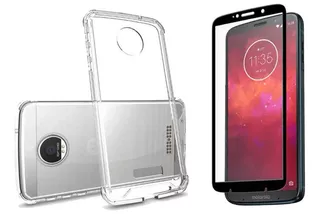 Kit Case Capa Proteção Para Motorola Moto Z3 Play + Pelicula