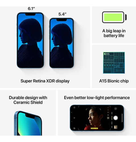 Apple iPhone 13 (128 Gb) - Azul Con Caja Original (Reacondicionado)