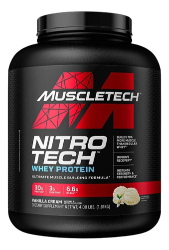 Proteína Nitrotech Performance Series Vainilla 4lb     Sabor Vanilla 4lb