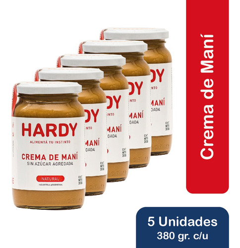 Combo Hardy Crema De Mani Natural - 5 Unidades X 380grs