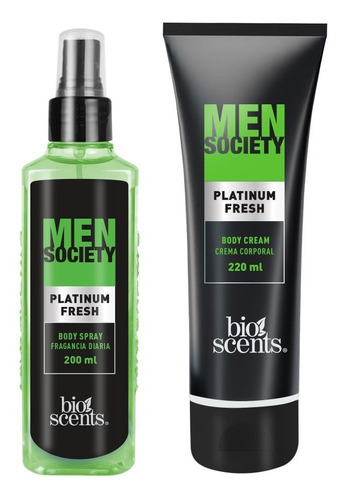 Set Men Body Mist Y Body Cream Bioscents Platinum Fresh Fragancia Amadera Tipo de envase Pote