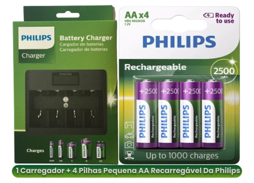 Carregador Sony C/ 4 Pilhas Aa 2500mah Cycle Energy Lacrado