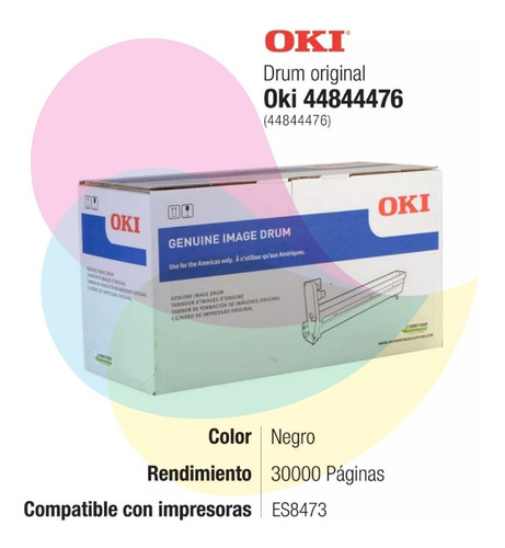 Imagen 2 de 4 de Drum Okidata 44844476 Negro Original Es8473