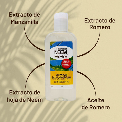 Paq. 3- Shampoo Limpieza Profunda Romero Manzananilla Neem