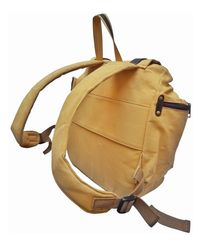 Mochila Lona Algodon Repele Agua C/cuero San Roman 20 L.
