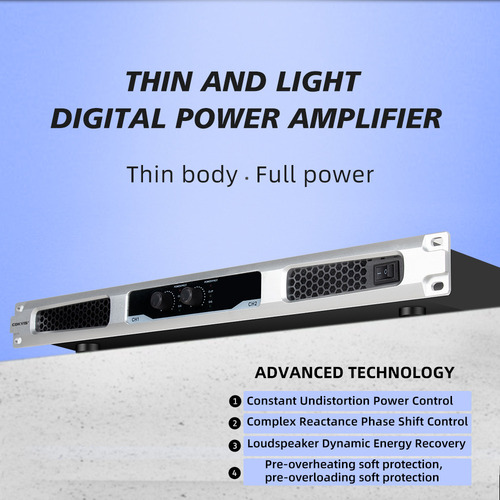 Amplificador De Potência Digital De 2 Canais Com Ventilador