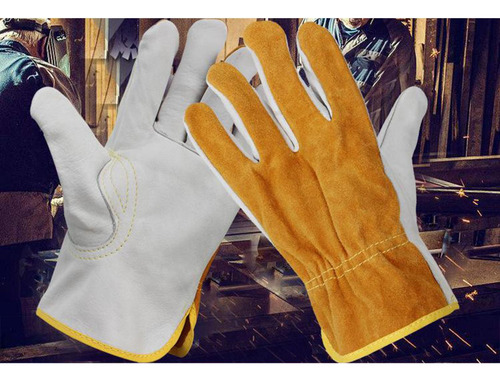 2x Guantes De Soldadura Cuero Protege Las Manos Del Soldador