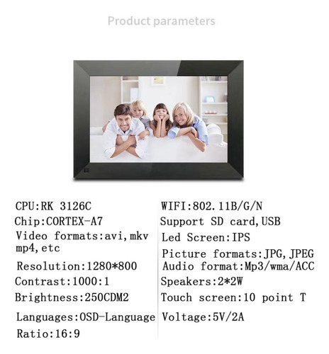 Marco P Wifi Cloud De 10.1 Pulgadas Wifi Digital P Frame Tft