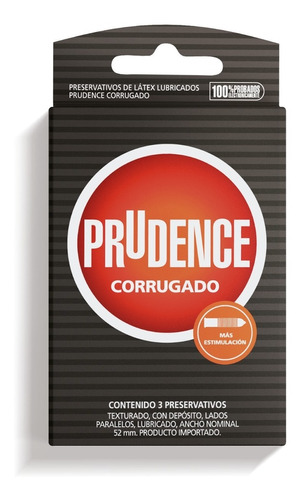 Preservativo Prudence Corrugado, 1 Caja, 3 Unidades