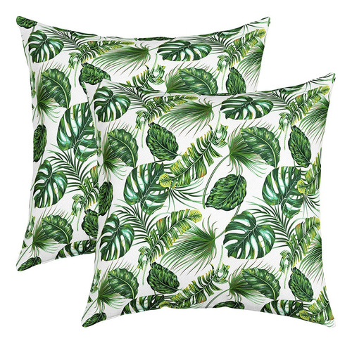 Juego De Fundas De Almohada De Hojas Tropicales 60x60 Cm