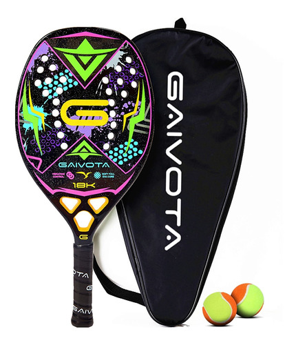 Raqueta Tenis Playa Fibra Carbono 18 Quilate Mochila