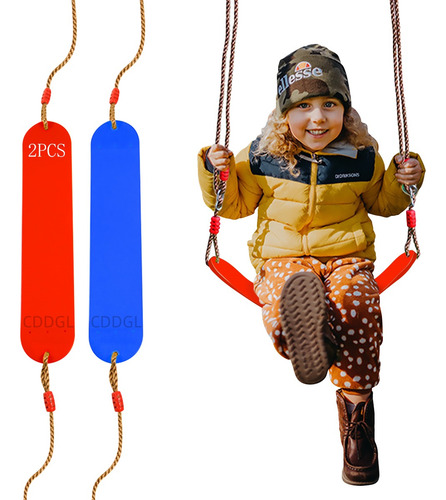 Cddgl 2pzs Juego De Columpios De Plástico Para Niños Con Cuerda Suave Ajustable , Fácil De Instalar, Seguro Y Duradero, Juego De Columpios Para Niños Y Niñas Para Exteriores, Jardín (rojo+azul)