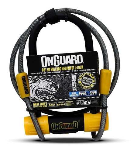 Imagen 1 de 1 de Candado Para Bicicleta Onguard Ulock Bulldog C/cable Medium