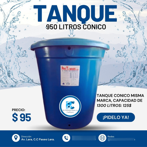 Tanque Conico 950 Litros Color Azul