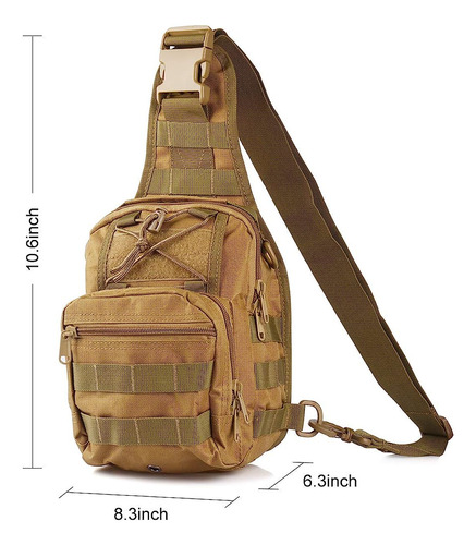 Mochila Senderismo Una Tira Khaki Edc Militar Tactica