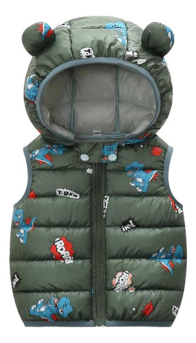 Parka Chaqueta Sin Manga Con Capucha Y Cremallera Para Niños