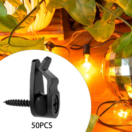 50 Piezas De Ganchos Para Colgar Luces De Cadena Negro