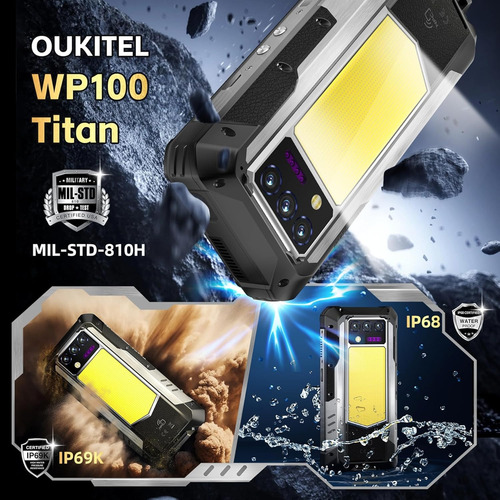 Oukitel Wp100 Titan 48gb (16+32) Ram 512gb Rom Celular Resistentes 33000 Mah/66w De Carga Rápida Rugged Smartphone 32+200mp/proyector/lámpara De Cam