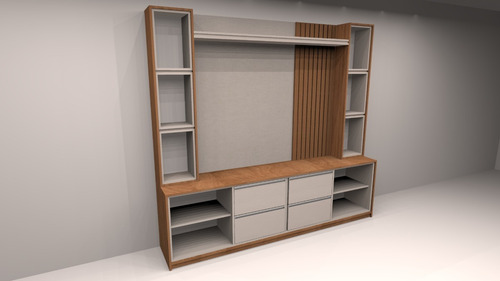 Imagen 3 de 4 de Mueble Tv Rack Premium Panel Minimalista Melamina