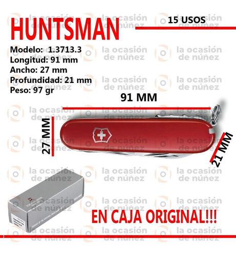 Cortaplumas Victorinox Huntsman Rojo Suiza 15 Usos Navajas