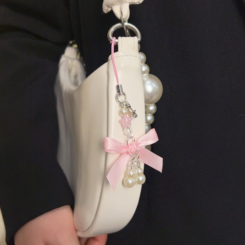 Chaveiro Com Pingente De Telefone Lanyard Bowknot Bow Pearl,