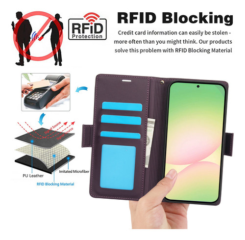 Funda De Piel Con Tapa Tipo Cartera Para Samsung Galaxy A56 A36 A26 A16 A06
