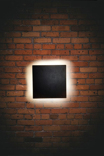 Lampara Led De Pared 12w Forma Circular Delgado Ip68 Color Cuadrado Delgado Negro Luz Calida 3500k