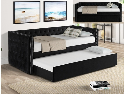 Cama Canguro, Cama Estilo Sofá Negra, Daybed Elegante 