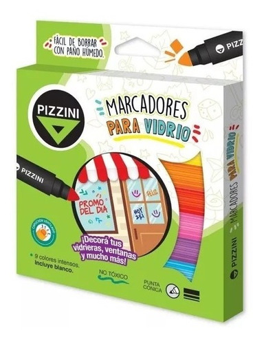 Marcadores Pizzini Maxi Para Vidrios X 9