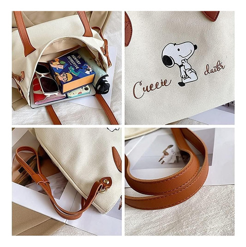 A4 Bolsa Snoopy De Lona Informal Bolsos Cercanías Para Mujer