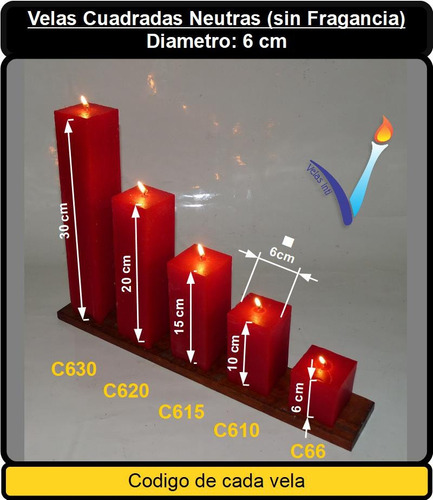 Imagen 3 de 9 de C610 - Pack 6 Velas Cuadradas Neutra (sin Fragancia) 6x10 Cm