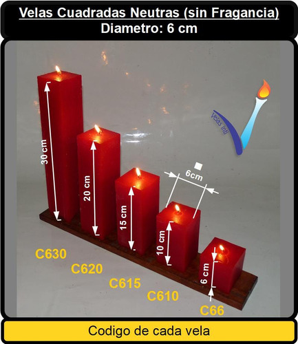 C625 - 1 Vela Cuadrada Neutra (sin Fragancia) 6x25 Cm
