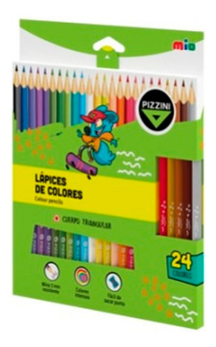 Lapices De Colores Pizzini Triangular X 24 Colores